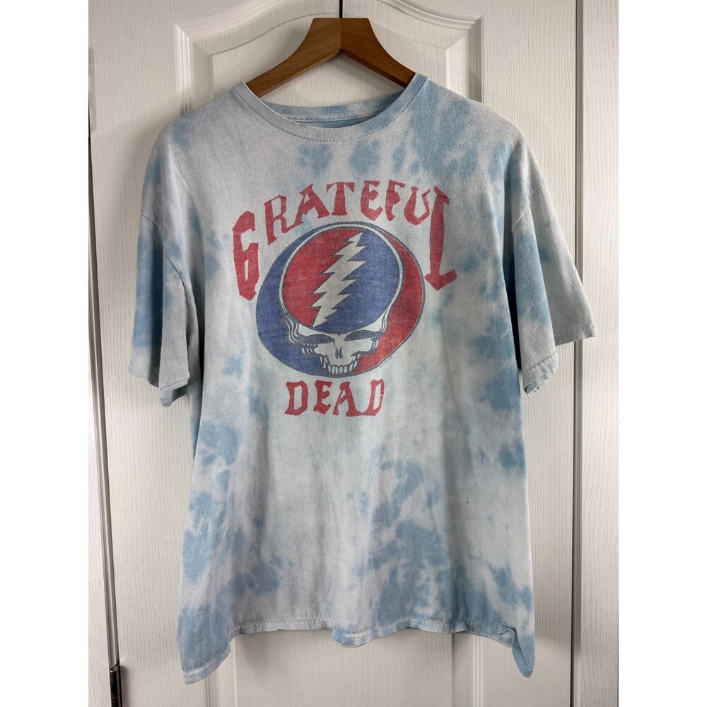 Junk Food Grateful Dead Steal Your Face Tie Dye T Shirt Blue White Large